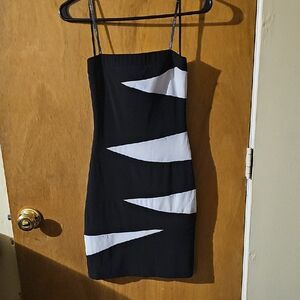 B Darlin Black and White Geometric Mini Dress
